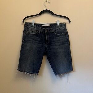 Joe's Jeans Dark Blue Denim Bermuda Shorts Distressed Raw Edges W26 Summer Beach